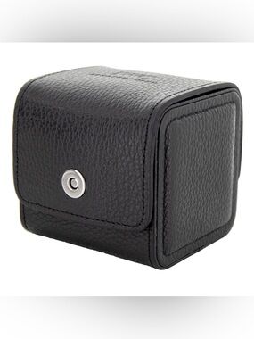 IWC Black Leather Travel Watch Case Compact Protective Pouch